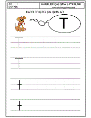 okul öncesi harfler çizgi çalışmaları t harfi